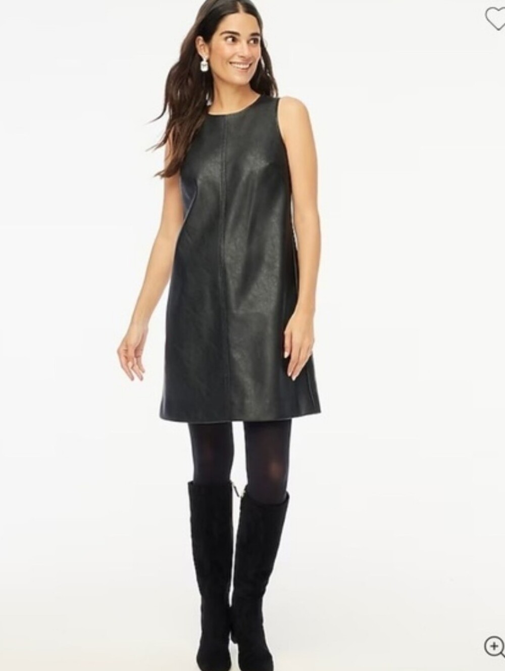 Black Faux Leather Sleeveless Shift Dress - Unbranded